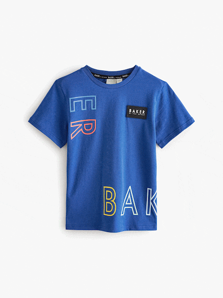 Baker by Ted Baker Blue 100% Cotton Graphic T-Shirt (E08098) | €21 - €29
