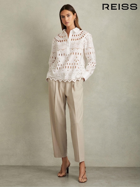 Reiss White Enid Cotton Embroidered Shirt (E08135) | €286