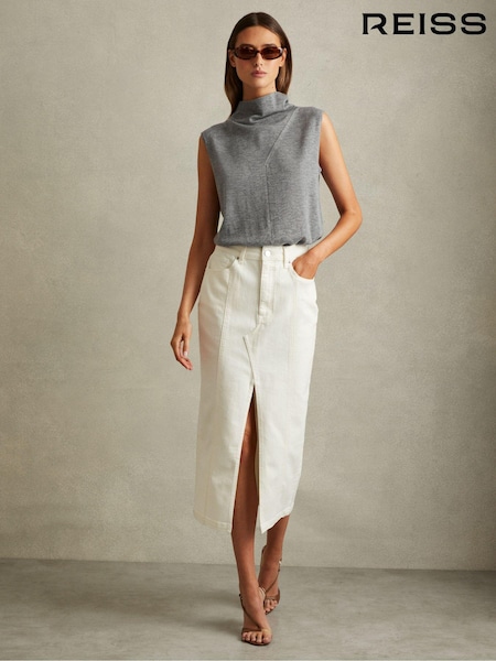 Reiss Grey Harper Wool Slouched Sleeveless Top (E08148) | €95