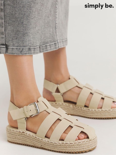 Natural - Simply Be Extra lat Fisherman Upper Espadrile Pantofi cu platformă (E08174) | 151 LEI