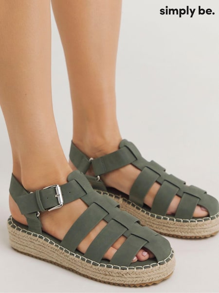 Verde - Simply Be Extra lat Fisherman Upper Espadrile Pantofi cu platformă (E08180) | 151 LEI