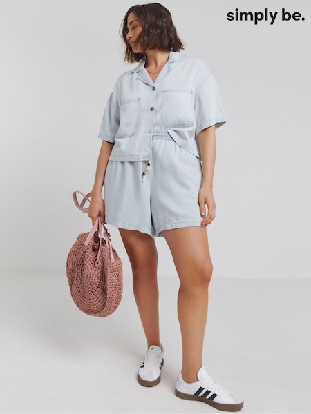 Simply Be Blue Lightweight Boxy Cropped Denim Shirt (E08181) | €18