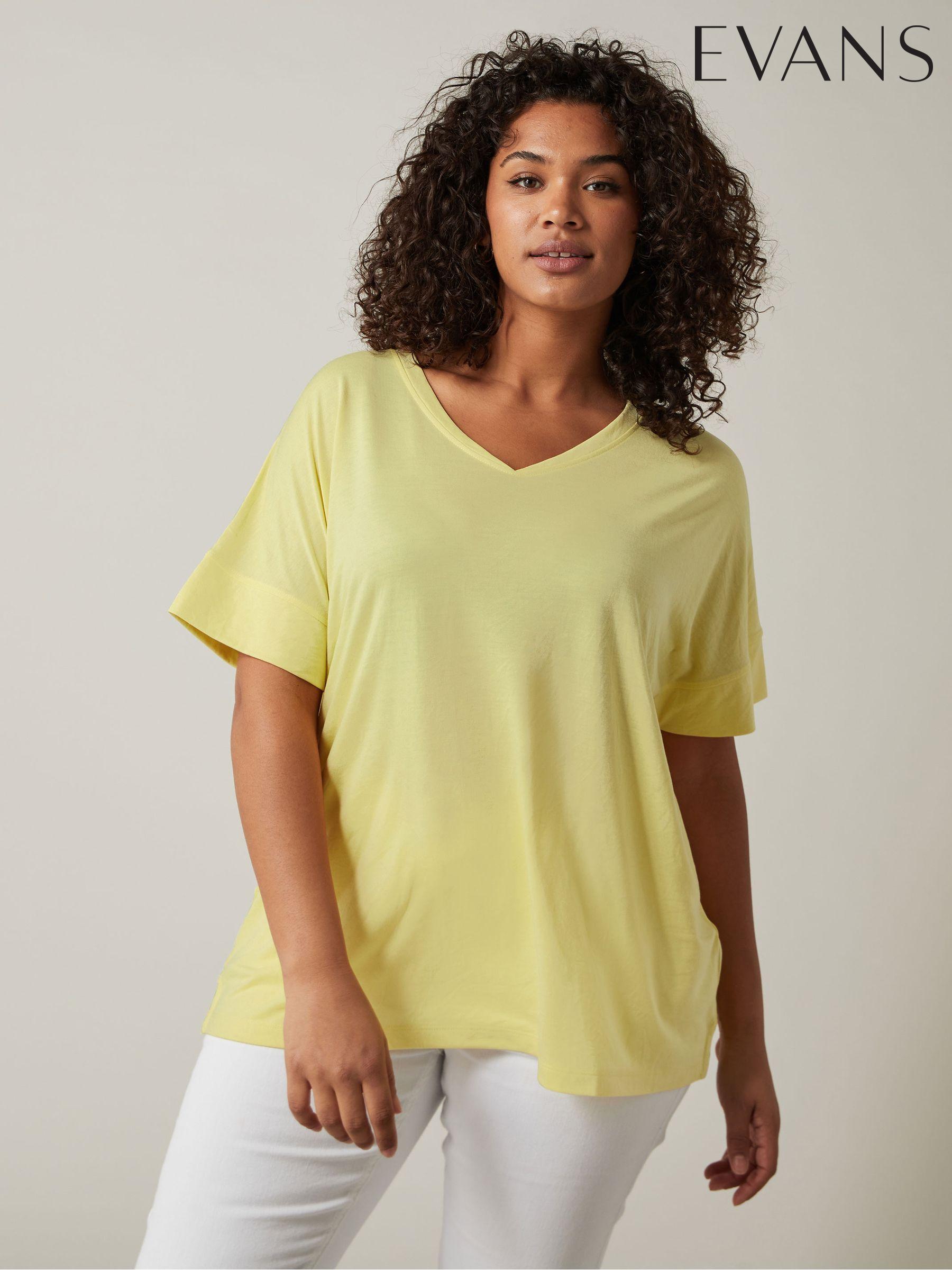 Women s T Shirts Yellow Plain Casual Tops Next United Arab Emirates