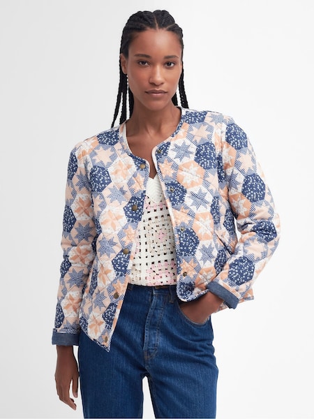 Barbour® Blue 100% Cotton Margate Reversible Patchwork Printed Quilted Jacket (E08235) | €83