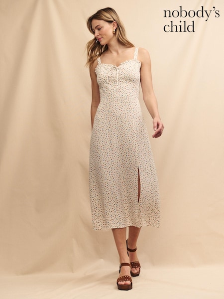 Nobody's Child White Midi Lucia Remmie Ditsy Dress (E08284) | €30 - €43.50