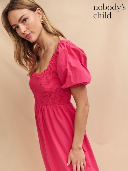Nobody's Child Pink Beau Midi Plain Dress (E08291) | €47.50