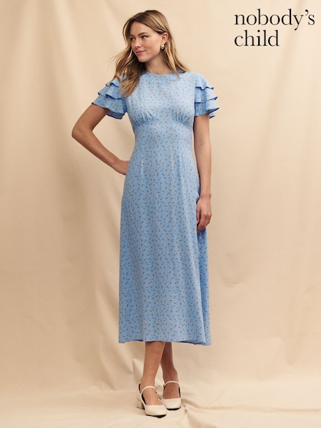 Nobody's Child Blue Fatima Midi Dress (E08298) | €41.50