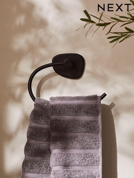 Black Organic Pebble Towel Rail Ring (E08317) | €19.50