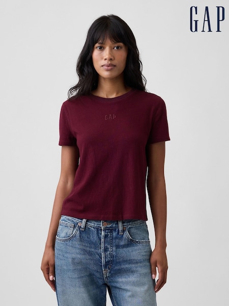 Bordeaux - Gap Authentic Shrunken Logo T-shirt