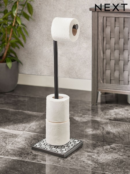 Black & White Geo Pivot Top Toilet Roll Holder (E08406) | €42