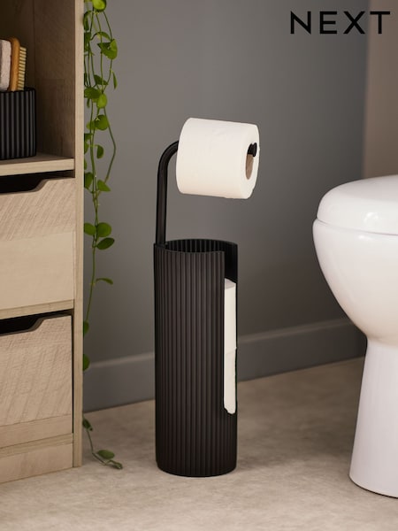Black Rib Toilet Roll Holder (E08412) | $62