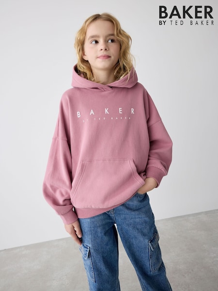 ורוד - Baker by Ted Baker Oversized Back Print Hoodie (E08521) | ‏141‏₪ - ‏171‏₪