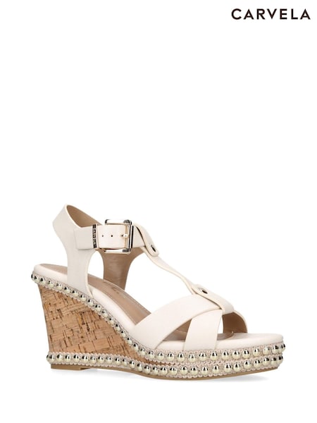 Valkoinen - Carvela Super Stud Wedge Sandals (E08532) | €156