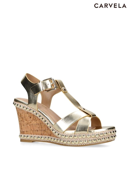 Gold - Carvela – Super-Nieten-Keilsandalen (E08537) | 76 €