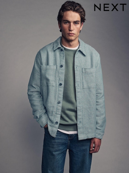 Sage Green Twin Pocket Texture 100% Cotton Shacket (E08559) | €27
