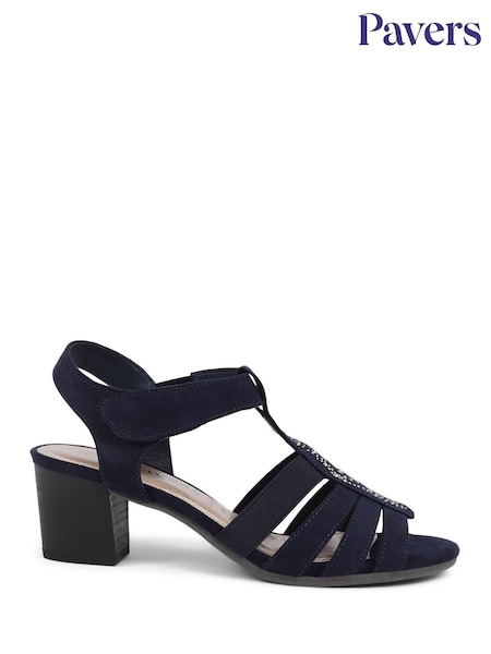 Pavers Navy Embellished Strappy Sandals (E08587) | 173 QAR