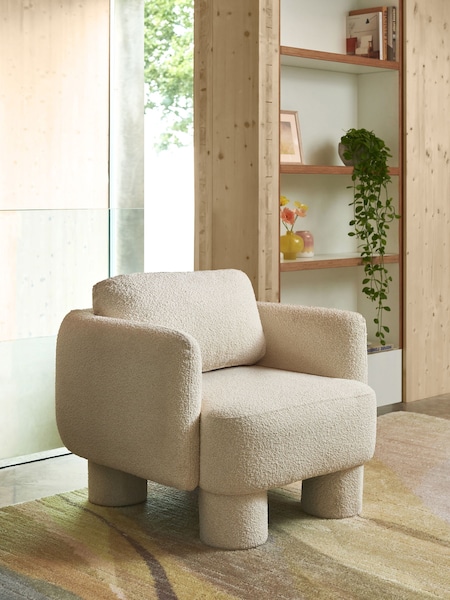 Casual Boucle Oyster Natural Bloor Tube Accent Chair (E08610) | €430
