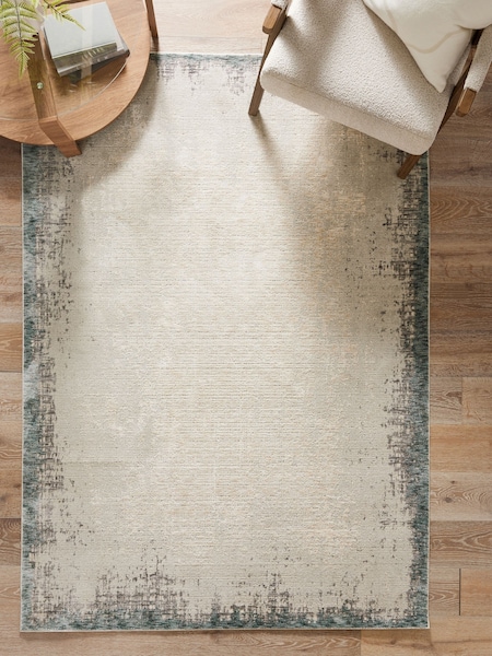 Teal Blue Ada Border Rug (E08624) | €99 - €458