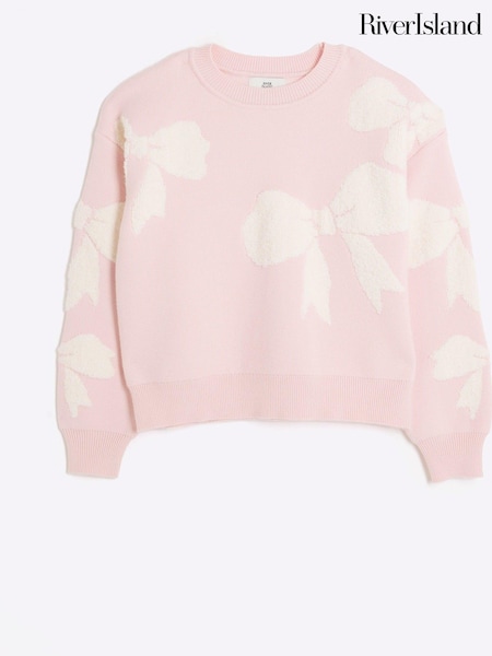 River Island Girls Boucle Bows 100% Cotton Jumper (E08712) | 155 LEI - 191 LEI