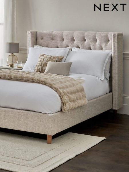 Chunky Weave Mid Natural Grayson Upholstered Ottoman Storage Bed Frame (E08748) | €1,100 - €1,225