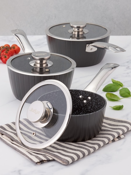 Judge Dark Grey Evertough 3 Piece Non Stick Saucepan Set (E08760) | €122
