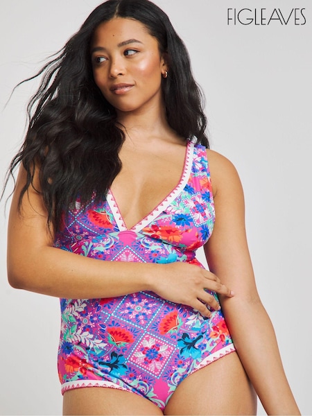 Figleaves Purple Frida Non Wired Plunge Swimsuit (E09109) | €15