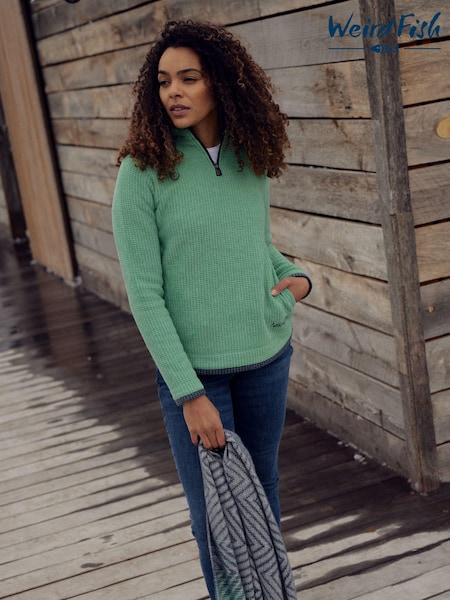 Weird Fish Green Beyonce 1/4 Zip Grid Fleece (E09199) | €37
