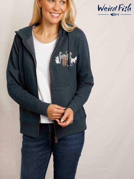 Weird Fish Navy Blue Franchises Graphic Printed Full Zip Hoodie (E09206) | €84