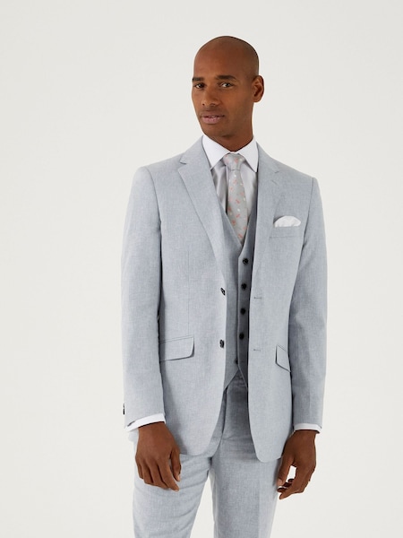 Skopes Silver Tailored Fit Tuscany Linen Blend Suit (E09251) | AED320