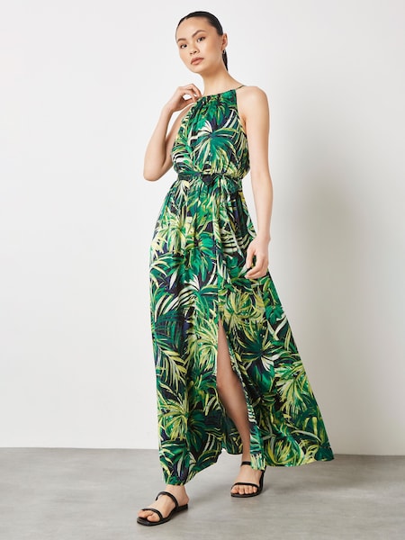 Apricot Blue Painterly Tropical Midi Dress (E09294) | €50