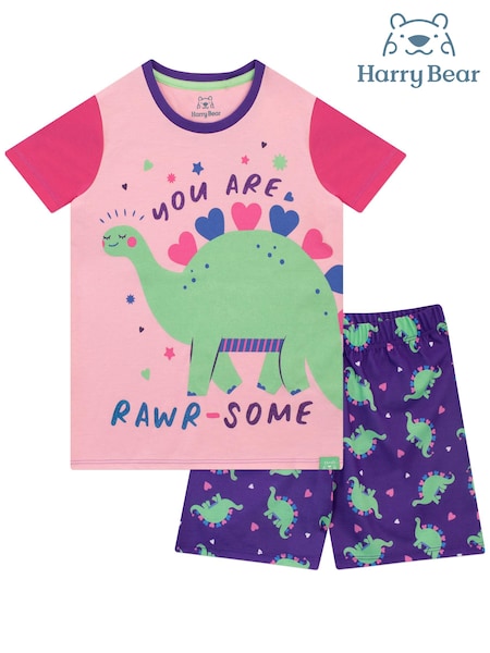 Harry Bear Purple Dinosuar Print Short Pyjamas (E09323) | 32 QAR