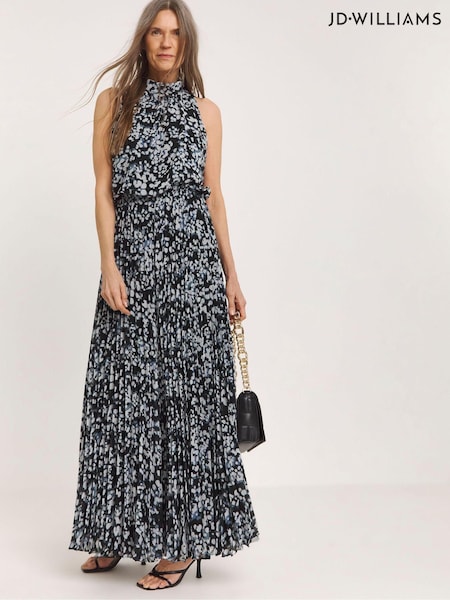 JD Williams Black Pleated Occasion Maxi Dress (E09362) | €41.50