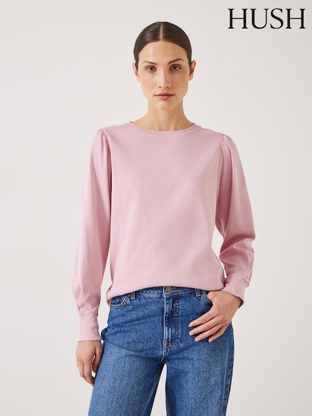 Rosa - Hush Emily Puff Sleeve 100% Cotton Jersey Top (E09383) | R$ 385
