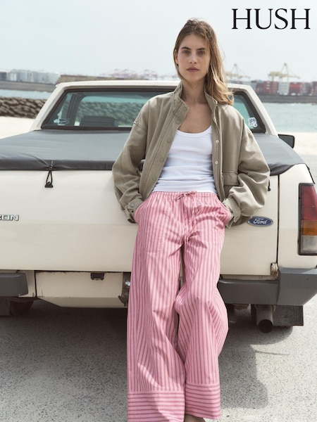 Hush Pink Santorini Striped 100% Cotton Trousers (E09400) | €45