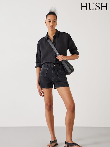 Hush Black Rowan 100% Cotton Denim Shorts (E09404) | AED320