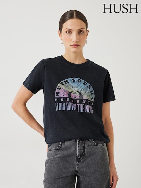 Hush Black Ombre Rainbow Graphic 100% Cotton T-Shirt (E09412) | €21.50