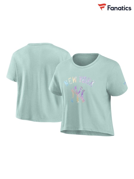 Fanatics Womens Green New York Yankees Y2K 100% Cotton Crop Crew T-Shirt (E09472) | AED87