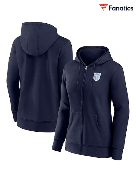 Fanatics Small Womens Blue England Essentials Crest Zip Through Hoodie (E09514) | AED145