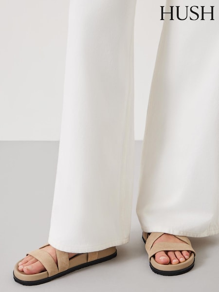 Hush Brown Sadie Suede Footbed Sandals (E09601) | AED403
