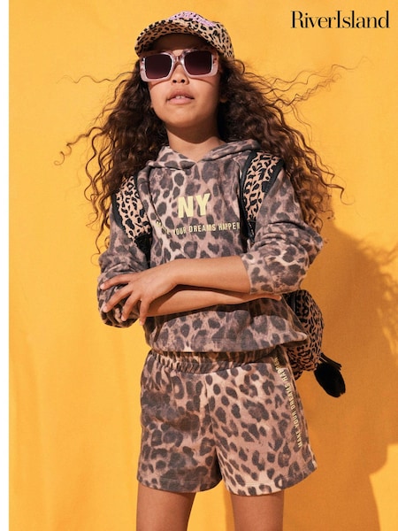 River Island Girls Safari 100% Cottton Sweatshirt And Shorts Set (E09781) | 146 LEI