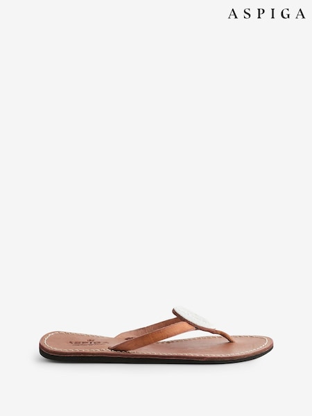 Aspiga White Disc Leather Sandals (E09818) | R$ 575