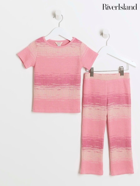 River Island Pink Girls Space Dye Kickflare 100% Cottton Set (E09820) | AED128