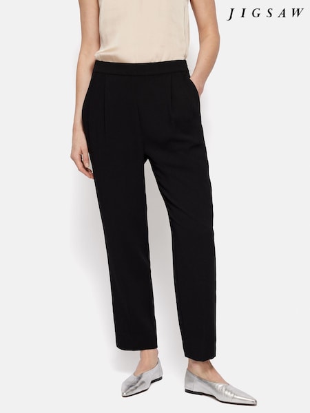 Jigsaw Black Grosgrain Trim Crepe Joggers (E09882) | €63