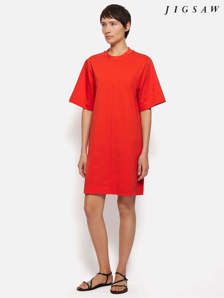 Jigsaw Red 100% Cotton Riley T-Shirt Dress (E09896) | €38