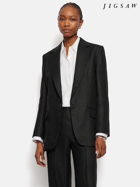Jigsaw Black Gibson Irish Linen Jacket (E09897) | €165