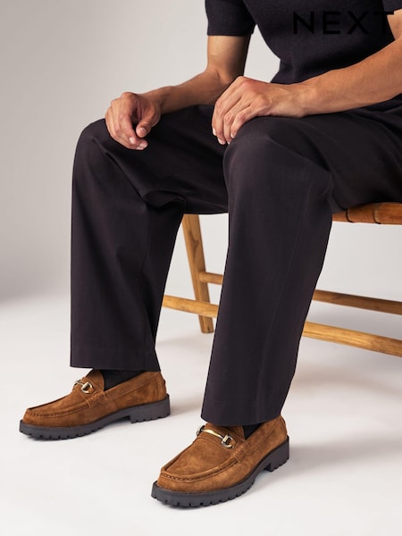 Rjava - Chunky Suede Snaffle Loafers (E10083) | € 41