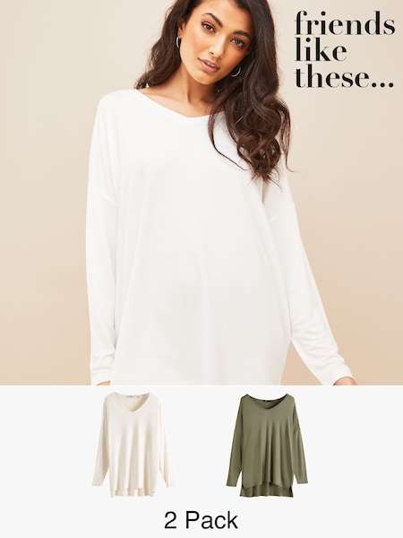 Friends Like These Long Sleeve Supersoft Jersey Loopback Multipack Tunic (E10088) | 154 LEI