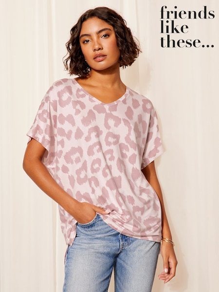 Friends Like These Short Sleeve V Neck Tunic Top (E10089) | 89 LEI