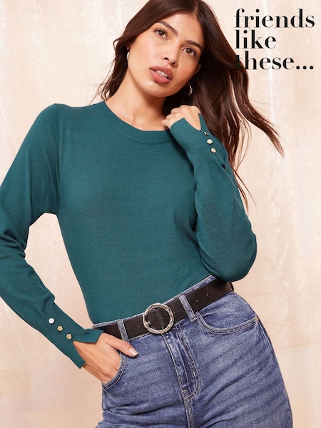 ירוק - Friends Like These Long Sleeve Crew Neck Jumper (E10099) | ‏131‏₪