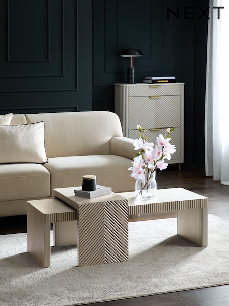 Light Grey Valencia Mango Wood Nest of 2, Rectangular Coffee Table (E10210) | €750